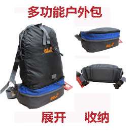 大容量休闲腰包 户外运动可折叠背包式腰包 外贸原单腰包