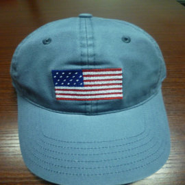 美国国旗的刺绣帽子American Flag Needlepoint Hat (Sky Blue)